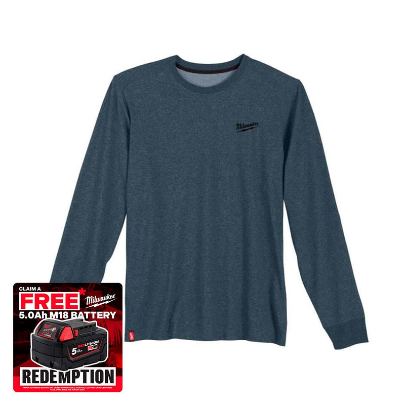 Milwaukee 4932492997 Long Sleeve T-Shirt, Blue (Size XXL)