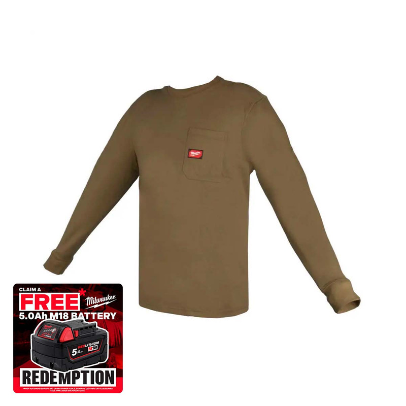 Milwaukee 4932493049 Long Sleeve Work T-Shirt, Green (Size M)