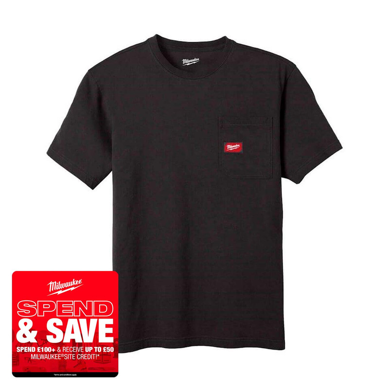 Milwaukee 4932493003 Short Sleeve Work T-Shirt, Black (Size S)