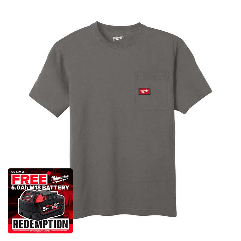 Milwaukee 4932493009 Short Sleeve Work T-Shirt, Grey (Size M)