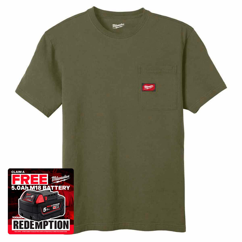 Milwaukee 4932493018 Short Sleeve Work T-Shirt, Green (Size S)