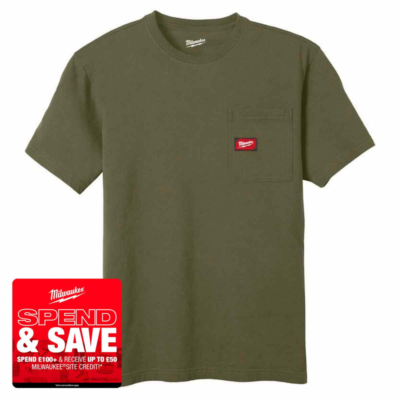 Milwaukee 4932493018 Short Sleeve Work T-Shirt, Green (Size S)