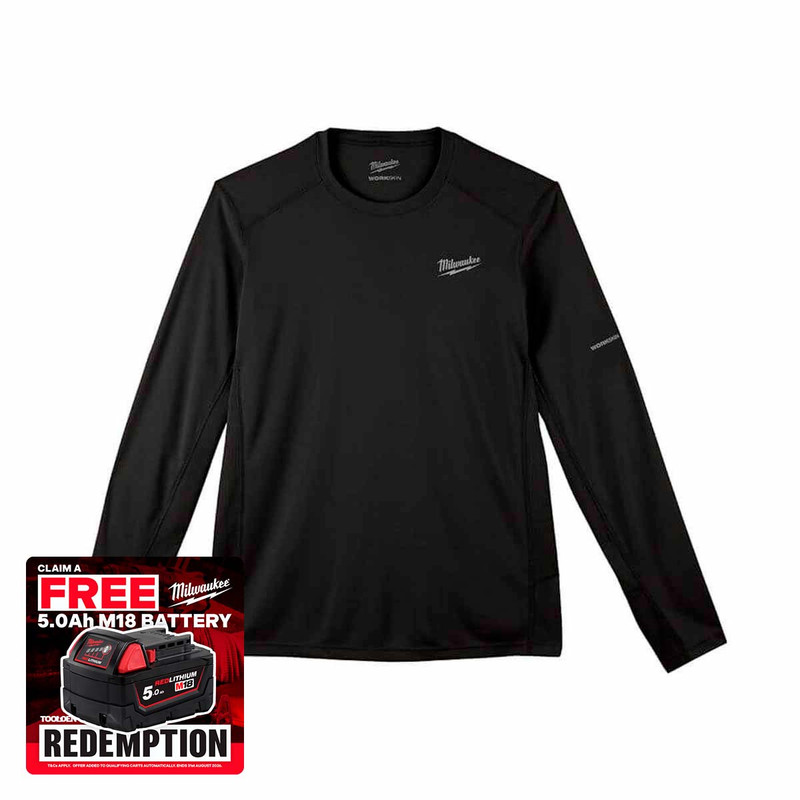 Milwaukee 4932493081 Warm Weather Long Sleeve T-Shirt, Black (Size XL)