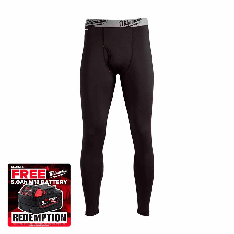 Milwaukee 4932498290 WORKSKIN™ Cold Weather Base Layer Pants, Black (Size M)