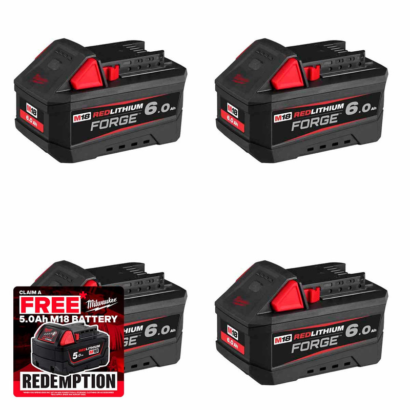 Milwaukee M18 FB6 18V FORGE™ 6.0 Ah Battery (4 Pack)