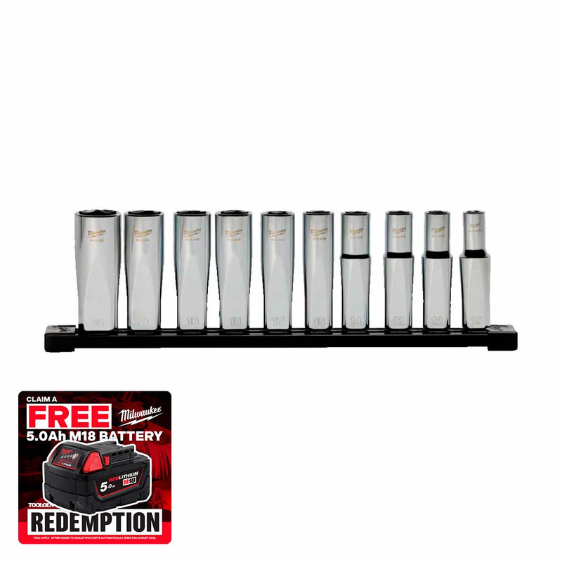 Milwaukee 4932501805 1/2" Drive Deep Metric Socket Set (10 Pieces)