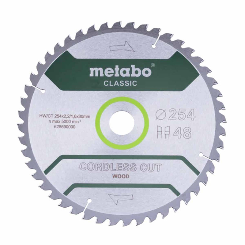 Metabo Classic Cut TCT Circular Saw Blade for Wood 254mm x 30mm 48T 628690000