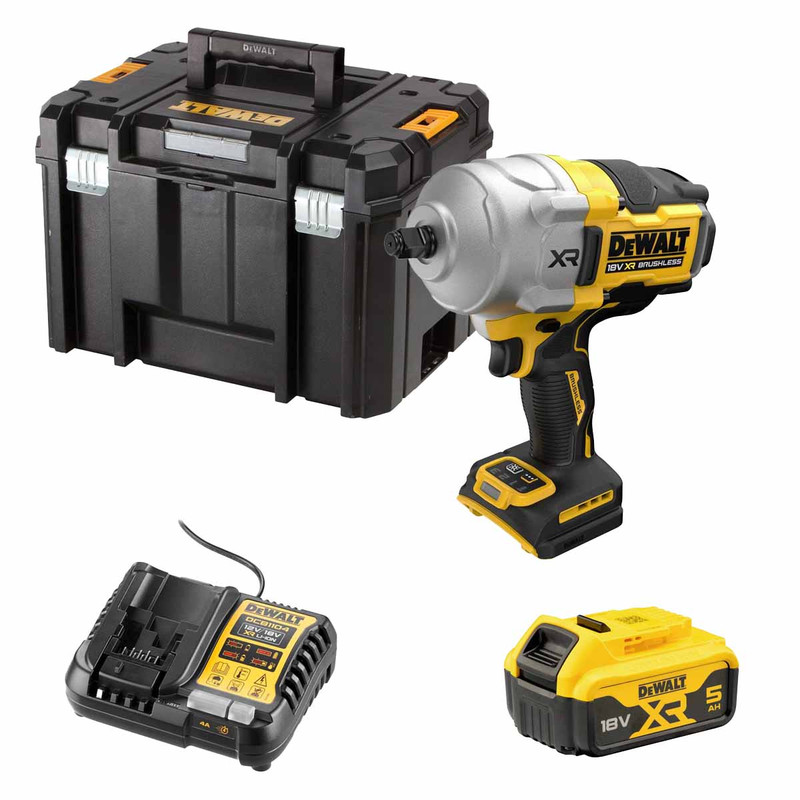 DeWalt DCF961NP1 18V XR Brushless 1/2" High Torque Impact Wrench with 1x 5.0Ah Battery, TSTAK VI Deep Tool Box & Charger