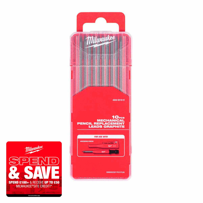 Milwaukee 4932501901 Graphite Mechanical Construction Pencil Leads (10 Pieces)