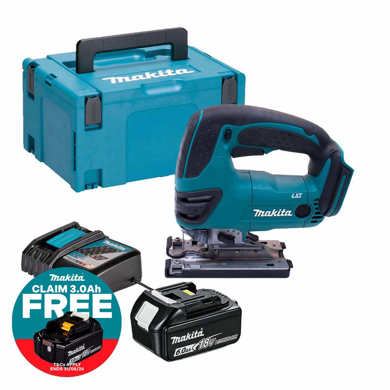 Makita DJV180Z LXT 18V Cordless Jigsaw with 1x 6.0Ah Battery, Charger and Makpac Carry Case