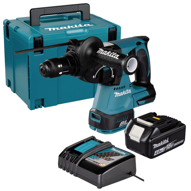 Makita DHR243Z 18V LXT 24mm Brushless SDS+ Rotary Hammer with 1x 4.0Ah Battery, Charger and Makpac Carry Case