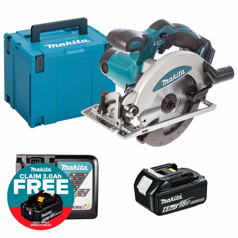 Makita DSS610Z LXT 18V Cordless 165mm Circular Saw with 1x 6.0Ah Battery, Charger and Makpac Carry Case