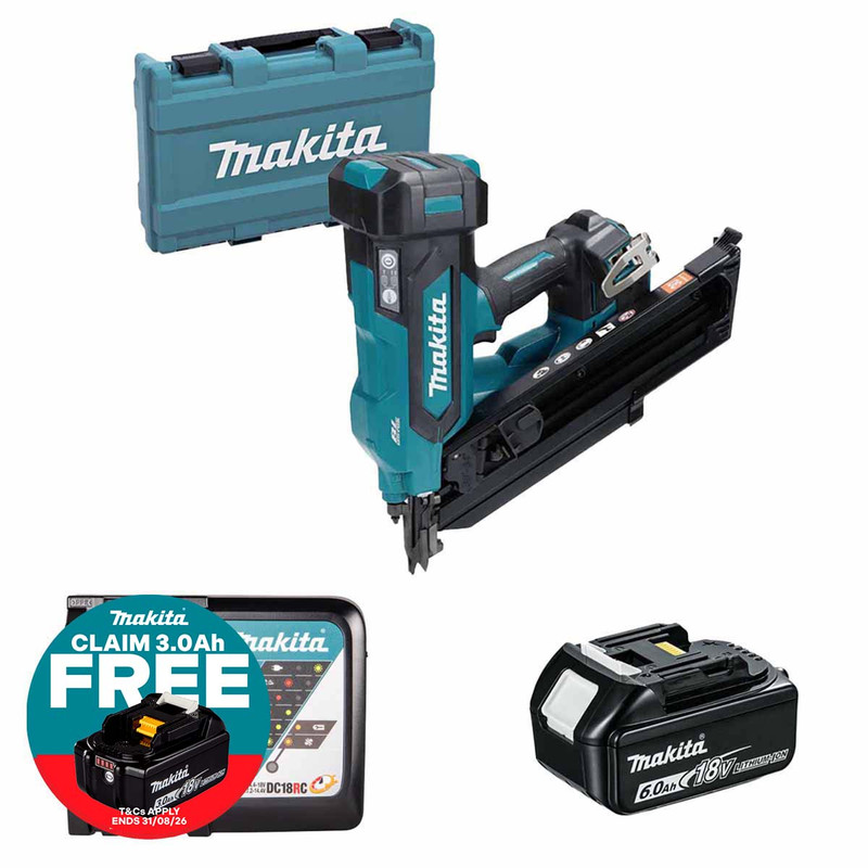Makita DBN900ZK 18V Framing Nailer LXT with 1x 6.0Ah Battery, Charger and Makpac Carry Case