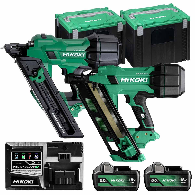 HiKOKI NR1890DCA & NR1838DKA 18V Framing Nailer Twin Bundle