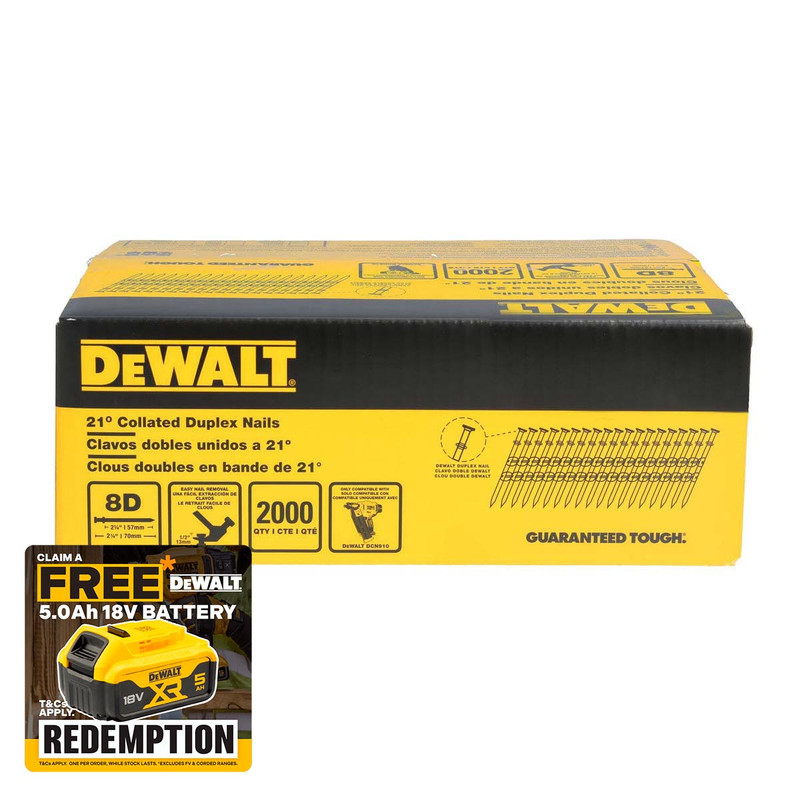 DeWalt DN275-XJ 57mm x 3.3mm Duplex Nails (2000 Pack)