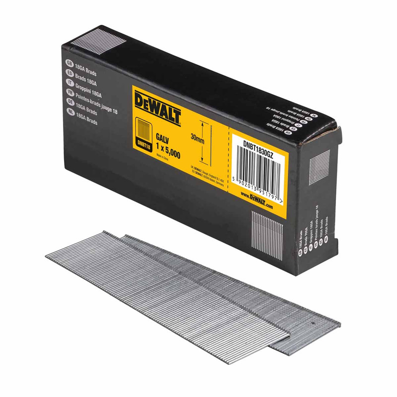 DeWalt DNBT1825GZ 25mm 18ga Galvanized Brad Nails (Pack of 5000)