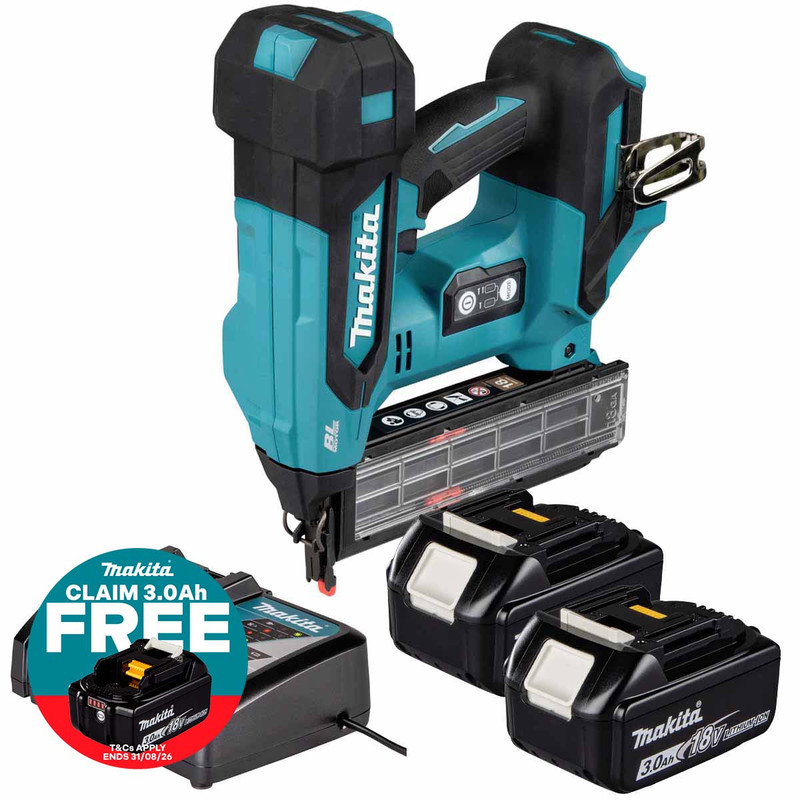 Makita DBN501ZJ 18V LXT Brad Nailer with 2x 3.0Ah Batteries and Charger