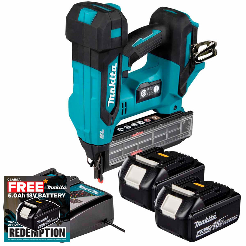 Makita DBN501ZJ 18V LXT Brad Nailer with 2x 4.0Ah Batteries and Charger