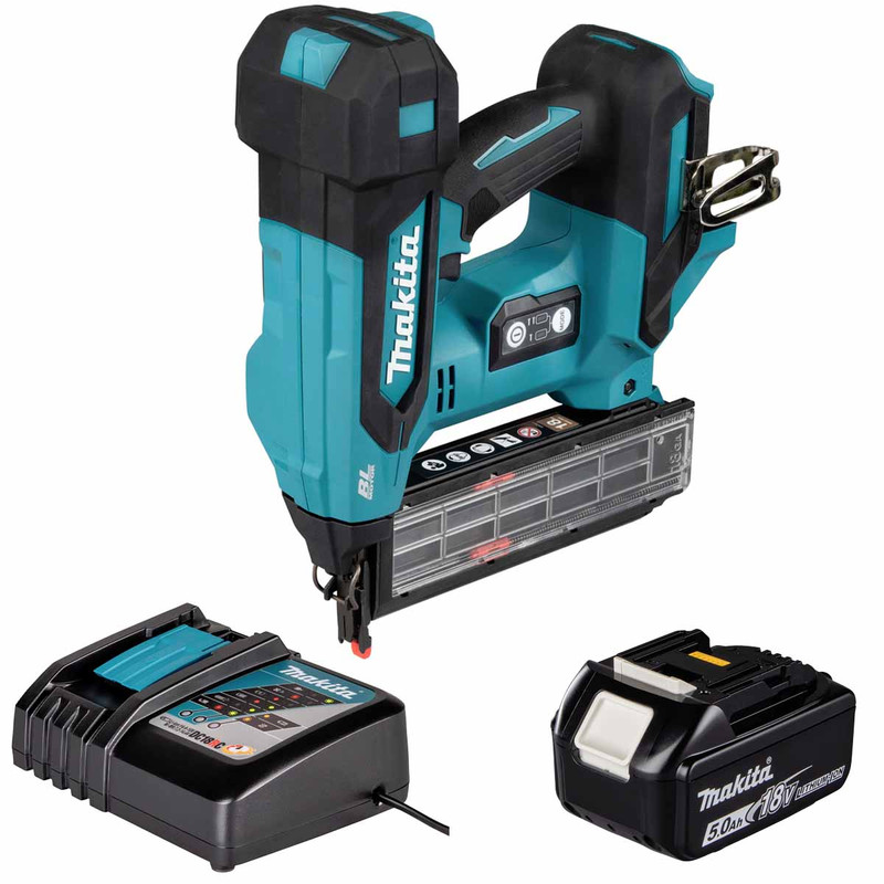 Makita DBN501ZJ 18V LXT Brad Nailer with 1x 5.0Ah Battery and Charger