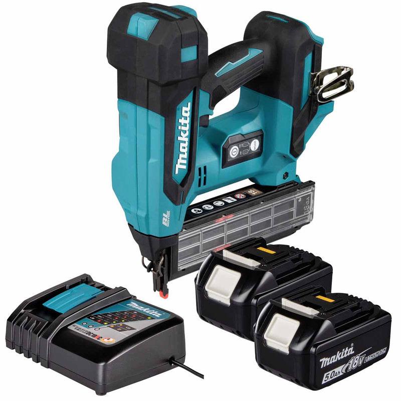 Makita DBN501ZJ 18V LXT Brad Nailer with 2x 5.0Ah Batteries and Charger