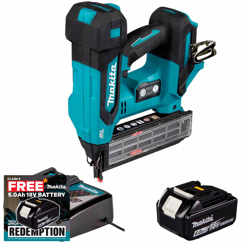 Makita DBN501ZJ 18V LXT Brad Nailer with 1x 6.0Ah Battery and Charger