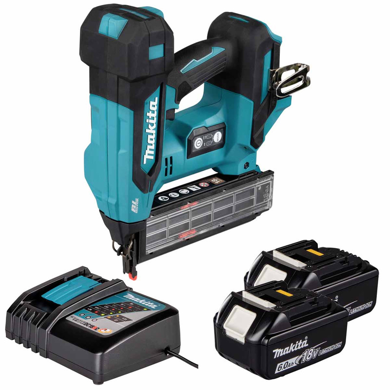 Makita DBN501ZJ 18V LXT Brad Nailer with 2x 6.0Ah Batteries and Charger