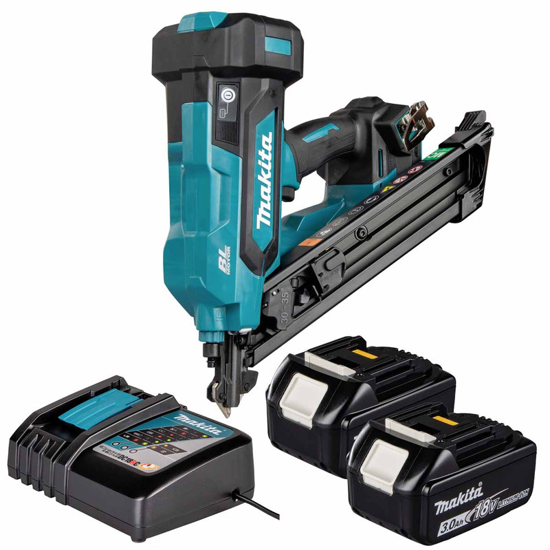 Makita DBN640ZK 18V LXT PPN Metal Connect Nail Gun with 2x 3.0Ah Batteries and Charger