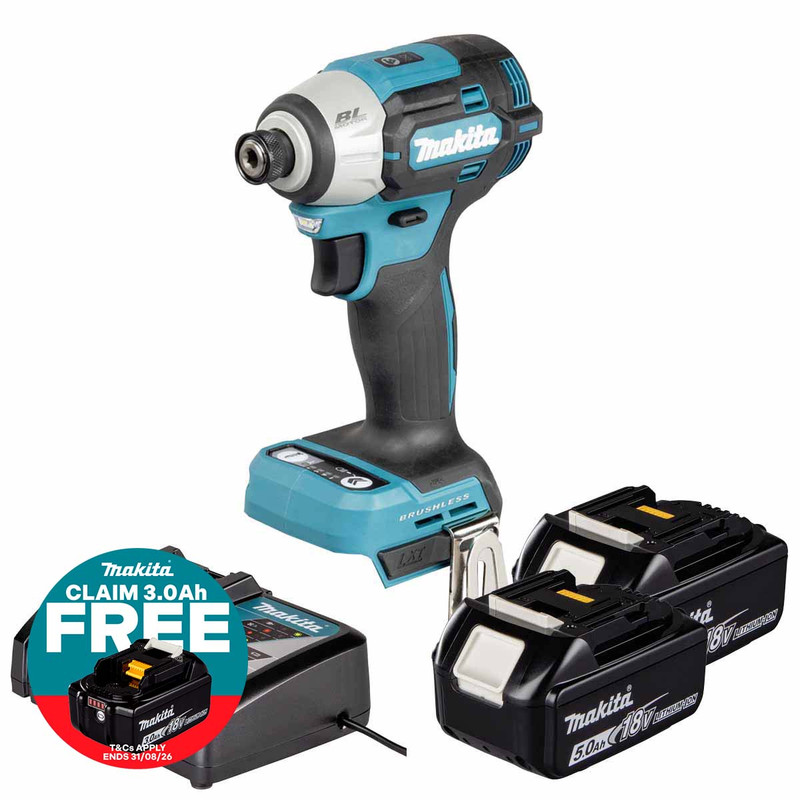 Makita DTD201Z 18V LXT Impact Driver with 2x 6.0Ah Batteries, Charger and Makpac 3 Case