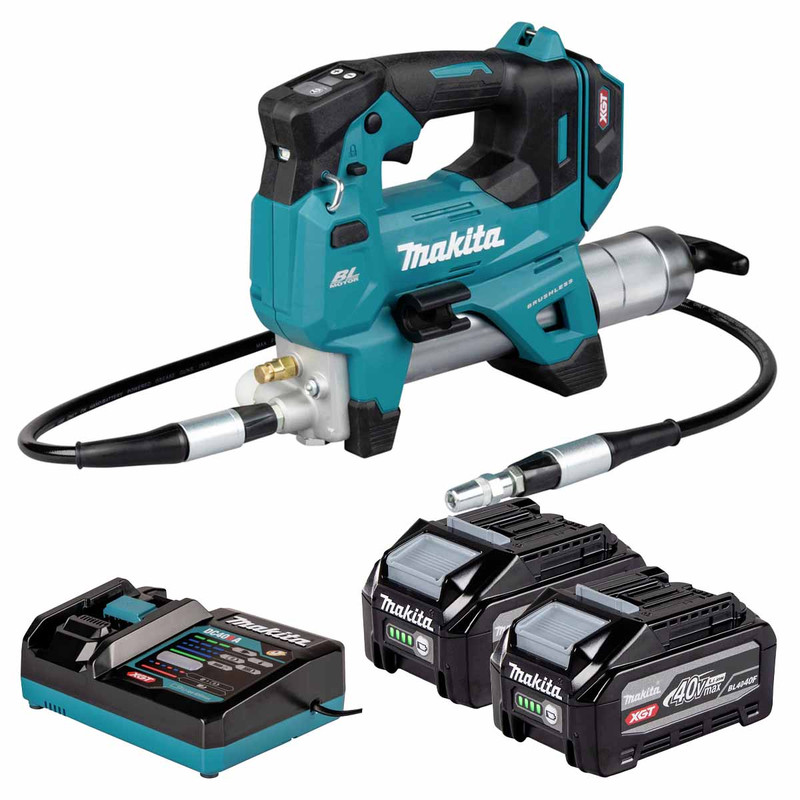 Makita GP001GZ 40V Max XGT Grease Gun Kit with 2x 4.0Ah Batteries and Charger