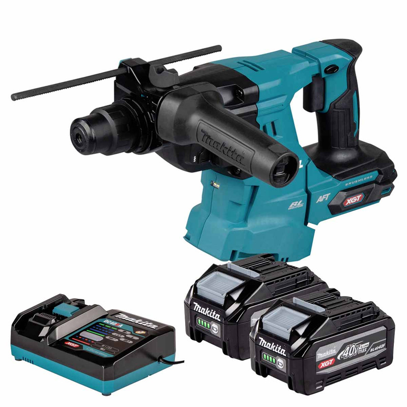 Makita HR011GZ03 40V Max XGT SDS-Plus Rotary Hammer with 2x 4.0Ah Batteries and Charger