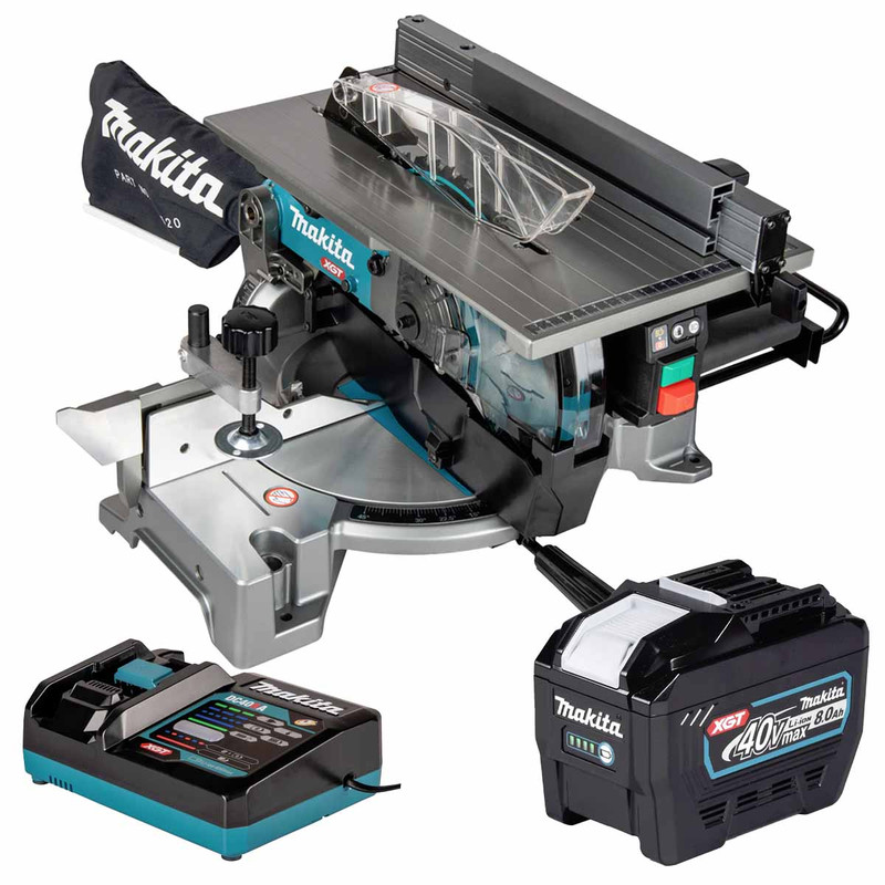 Makita LH001GZ 40V Max XGT Brushless Table Top Mitre Saw with 1x 8.0Ah Battery and Charger