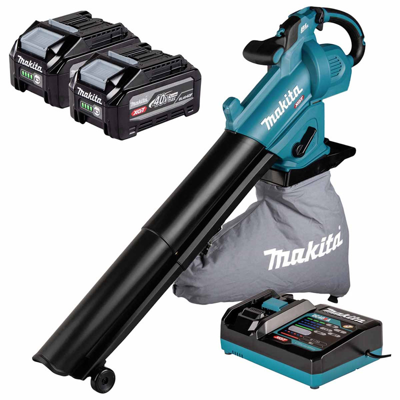 Makita UB005GZ 40V XGT Max Blower with 2x 4.0Ah Batteries and Charger