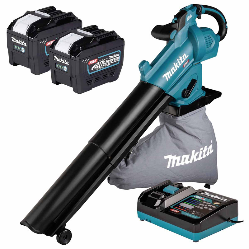 Makita UB005GZ 40V XGT Max Blower with 2x 5.0Ah Batteries and Charger