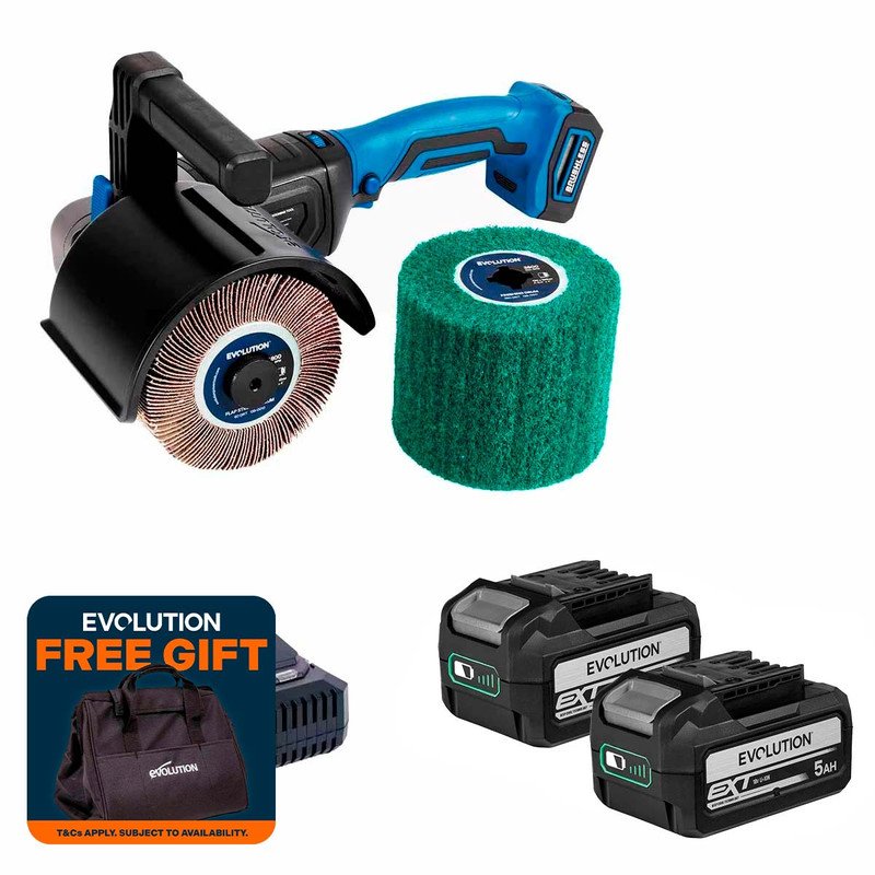 Evolution S120SCT-Li 18V Brushless 120mm Surface Conditioning Tool with 2x 5.0Ah Batteries & Fast Charger