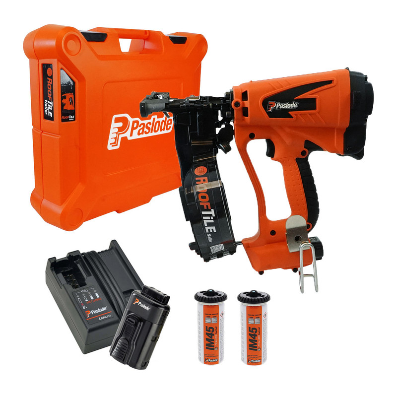 Paslode 014011 RoofTile Gas Cordless Coil Nailer with 1x 2.1Ah Battery and 2x Fuel Packs
