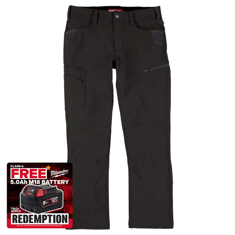 Milwaukee 4932502069 FREEFLEX Strech Work Trousers, Black (Size 42)