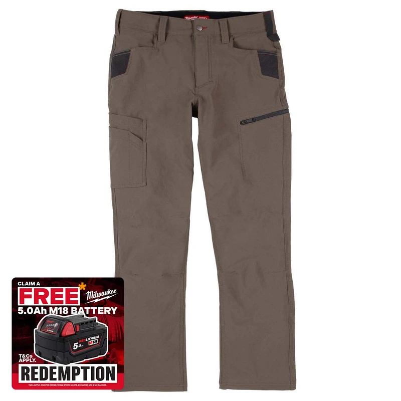 Milwaukee 4932502057 FREEFLEX Strech Work Trousers, Brown (Size 40)