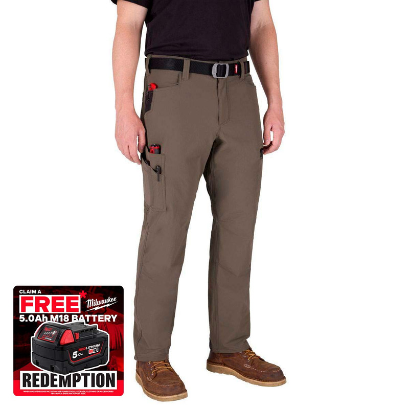 Milwaukee 4932502052 FREEFLEX Strech Work Trousers, Brown (Size 30)