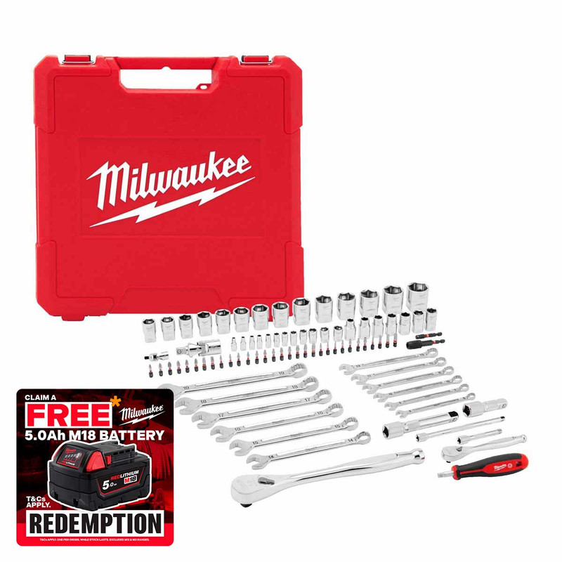 Milwaukee 4932501844 1/4" & 1/2" Drive Mechanics Set (87 Pieces)