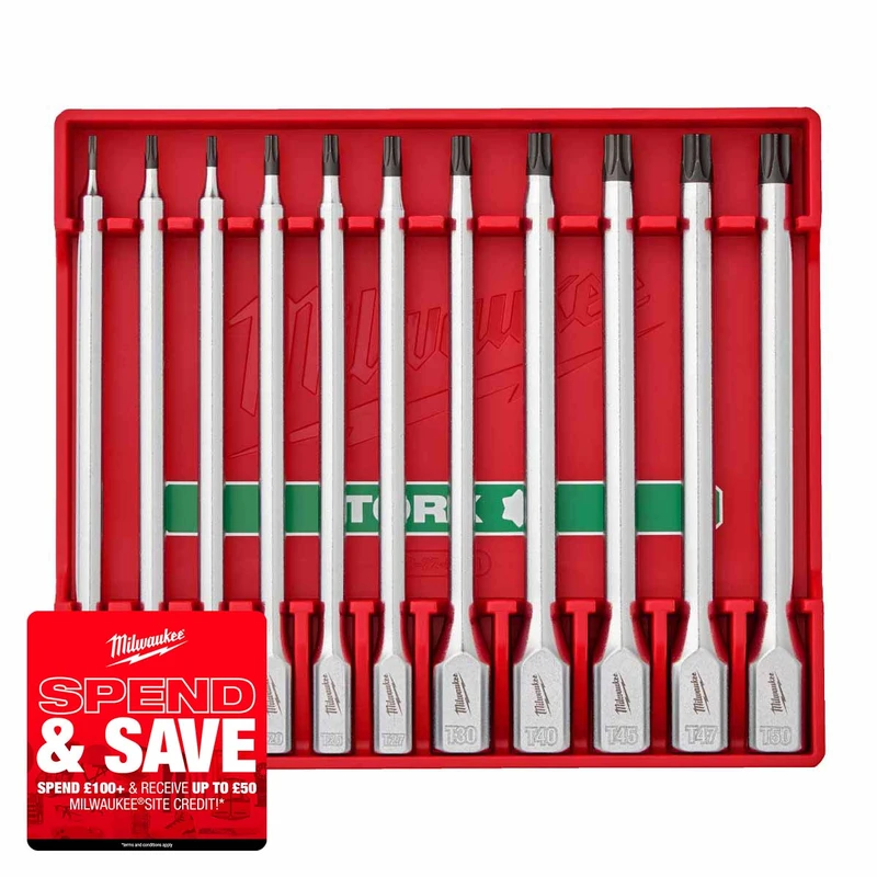 Milwaukee 4932500431 1/4" & 3/8" Drive Torx Long Bit Socket Set (11 Pieces)