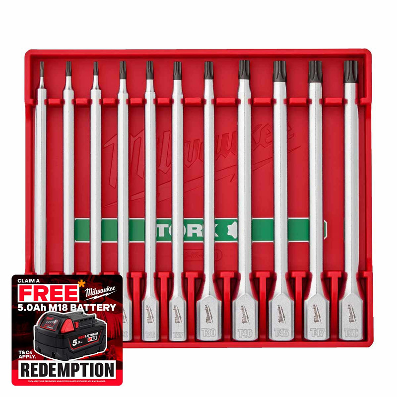 Milwaukee 4932500431 1/4" & 3/8" Drive Torx Long Bit Socket Set (11 Pieces)