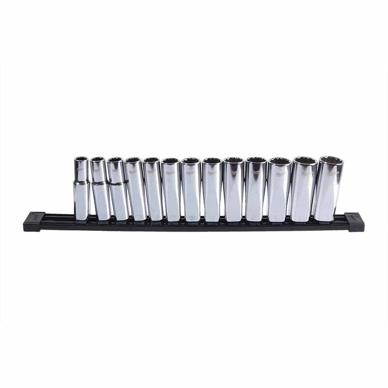 Milwaukee 4932498796 3/8'' Drive Metric Deep 12 Point Socket Set (12 Pieces)
