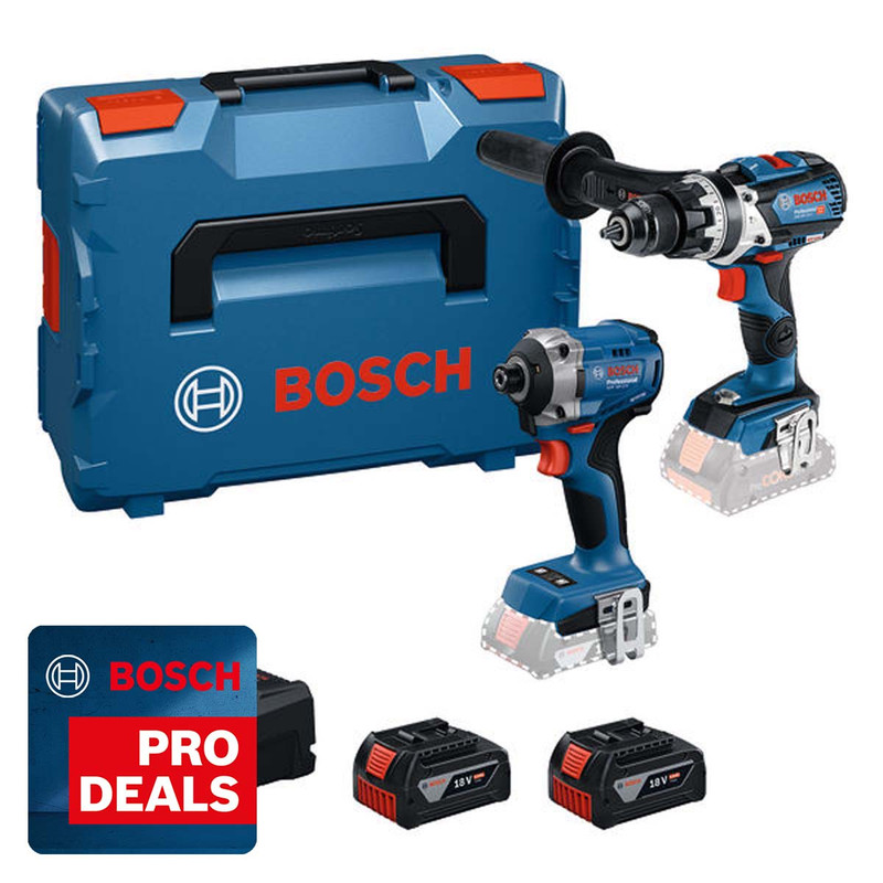 Bosch GSB18V-110C GDR18V-215 Cordless Twin Kit with 2x 5.0Ah Batteries, Charger and Case 0615A500A2
