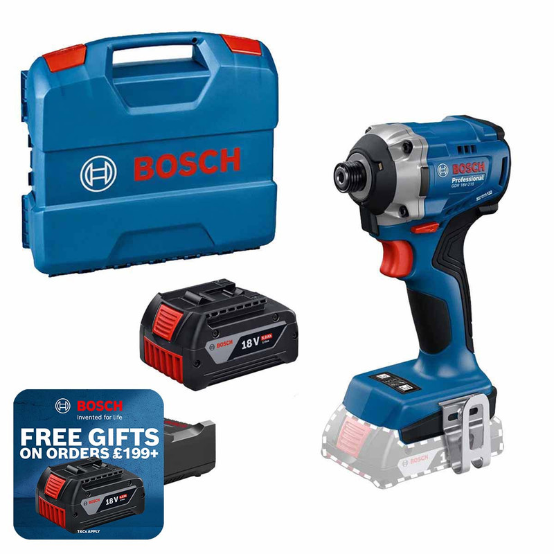 Bosch GDR18V-215 18V Impact Driver with 1x 5.0Ah Battery, Charger and L-Case