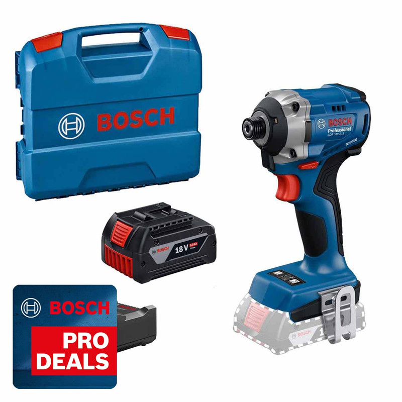 Bosch GDR18V-215 18V Impact Driver with 1x 5.0Ah Battery, Charger and L-Case