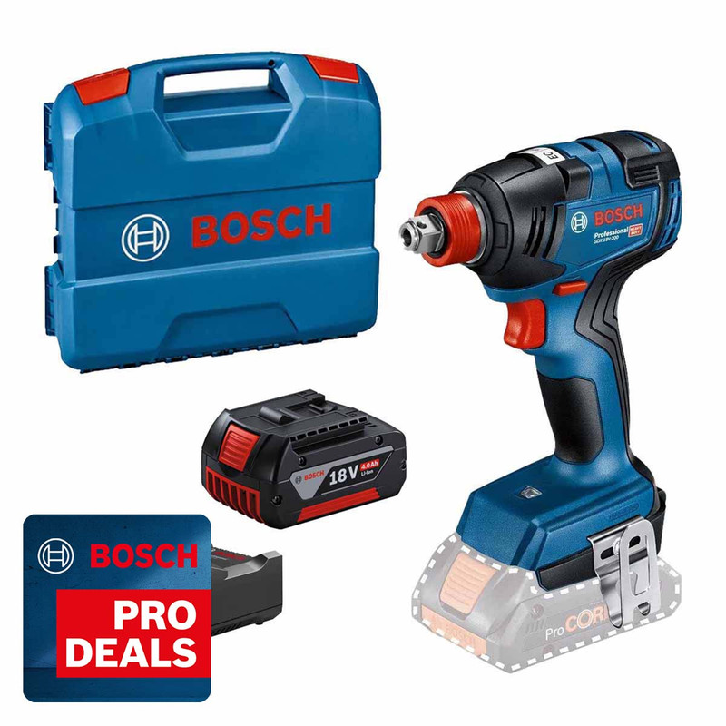 Bosch GDX18V-200 18V 200Nm 2-In-1 Combi Impact Gun with 1x 4.0Ah Battery, Charger and L-Case