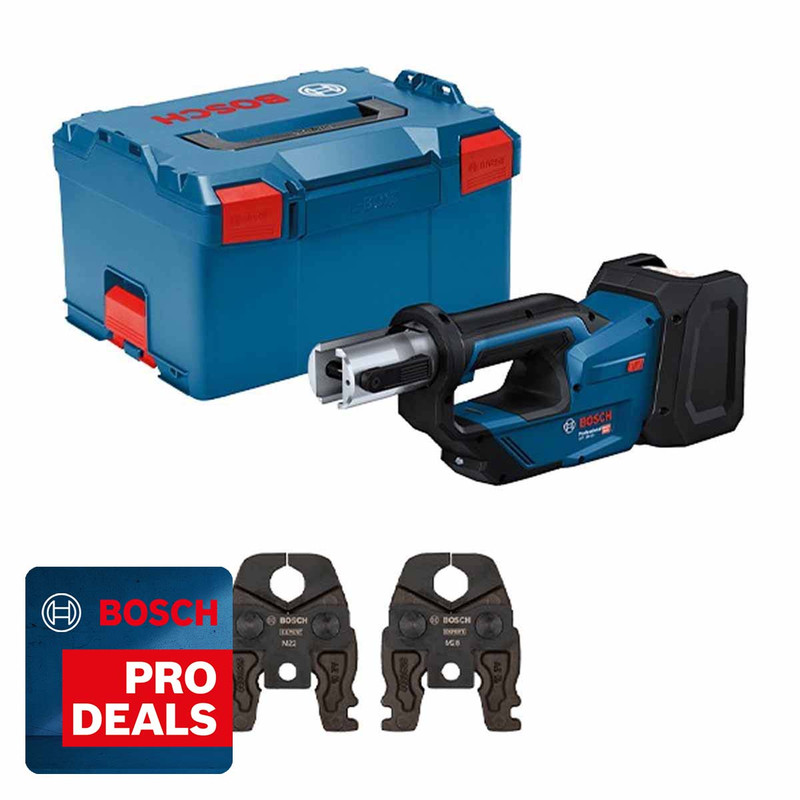 Bosch GPT18V-19 18V Press Tool Kit in L-Boxx with M15, M22 and M28 Press Jaws (Body Only)
