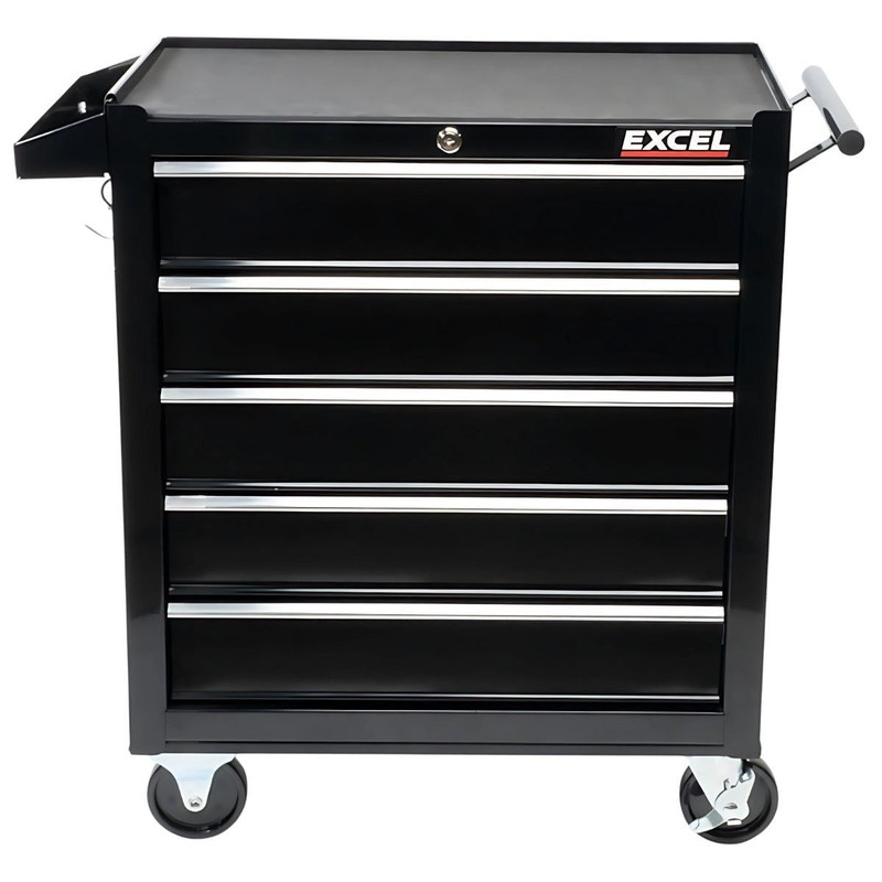 Excel 31638 5 Drawer Tool Chest Cabinet with Wheels Black Steel Storage