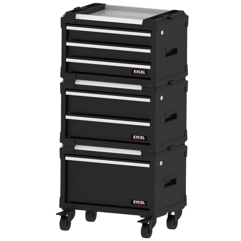 Excel 11630 6 Drawer Modular Tool Box with Stainless Steel Worktop & Heavy-Duty Steel Construction