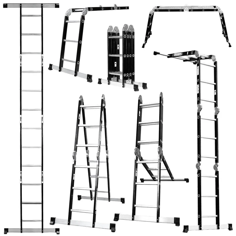 Excel 8077 12 Tread Steel Multi-Purpose Combination Ladder with Platform